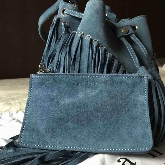 Sandro Adula Fringed Suede Bucket Bag - Picture 3 of 4